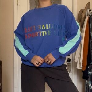 Vintage 90s Wagner “Sportive Life” Oversized Blue Teal Sweatshirt L/XL